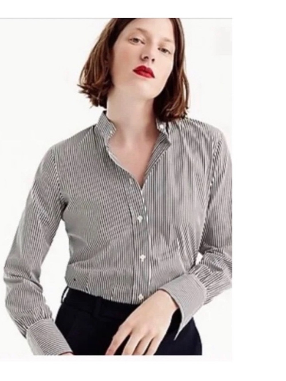 J Crew cotton stretch Tailored Perfect Bodysuit in Stripe Black White Size 0